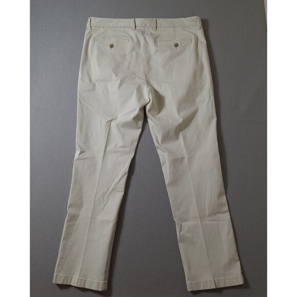 Tommy Bahama Chino Pants Mens 36x30 Cream Cotton Blend Solid Flat Front Preppy - Picture 10 of 11